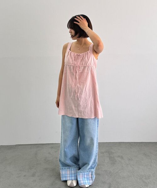 RONRON(ロンロン)の「MILKY TIE SHIRRING SLEEVELESS DRESS SOFT PINK(ワンピース・レディース・その他・FREE)」の7枚目の写真