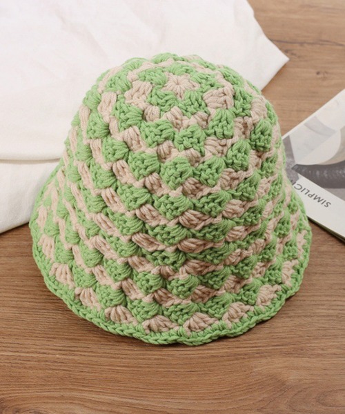 SANSeLF（サンセルフ）の「【SANSeLF】 クロシェバケットハット 立体編みデザイン ニット風 saa25a173（ニットキャップ/ビーニー・レディース・ベージュ/グリーン/ブラック・FREE）」の11枚目の写真