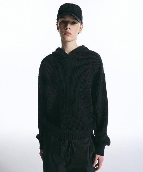 INSILENCE(インサイロンス)の「リネンコットンニットフードパーカー ブラック(ニット/セーター・メンズ・その他・SMALL/MEDIUM)」の1枚目の写真