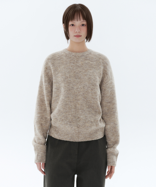 MUSINSA STANDARD WOMAN(ムシンサスタンダードウーマン)の「レディースマルチメランジクルーネックニット【パステルベージュ】(ニット/セーター・レディース・その他・SMALL/MEDIUM/LARGE/X-SMALL)」の1枚目の写真