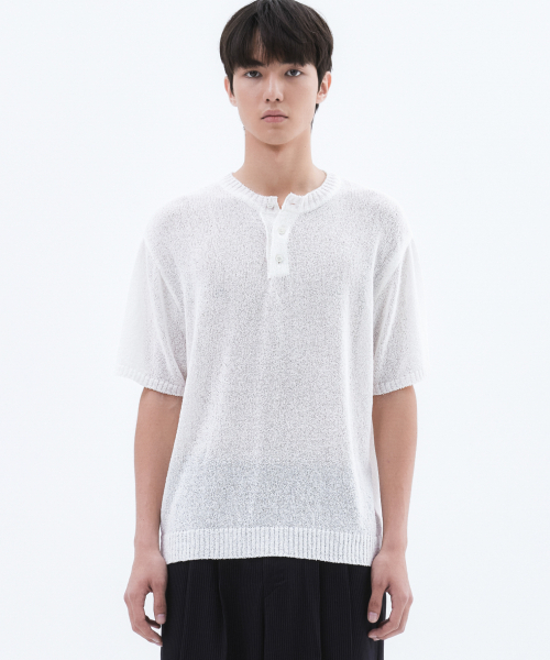 SUMMER BURGULAR Henry Neck Harfnit Polo — белый