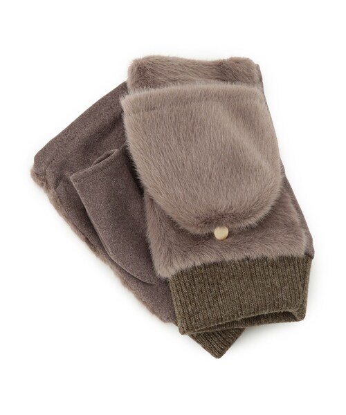 ITS'DEMO（イッツデモ）の「ファーかぶせミトン（手袋・レディース・ダークブラウン/ブラック/グレー・00）」の3枚目の写真