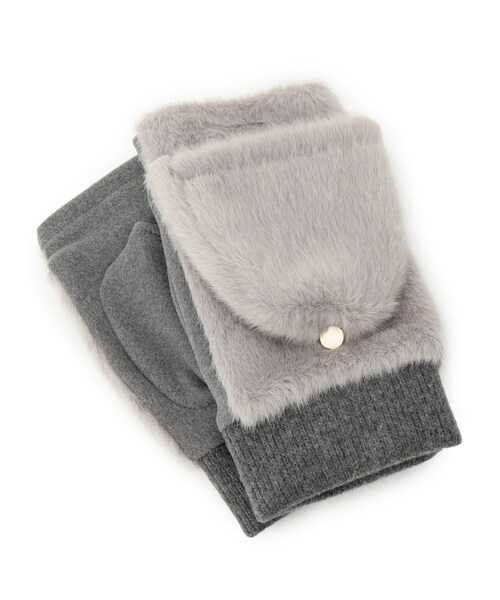 ITS'DEMO（イッツデモ）の「ファーかぶせミトン（手袋・レディース・ダークブラウン/ブラック/グレー・00）」の4枚目の写真