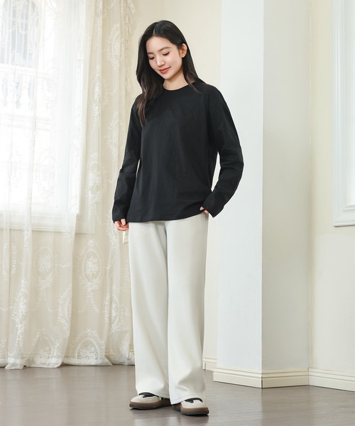 DAYRA(デイラ)の「コットン ラウンドネック ベーシック 長袖 カットソー(Tシャツ/カットソー・レディース・ダークグレー/ネイビー/ホワイト/ブラック・S/M/XL)」の5枚目の写真