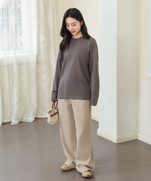 DAYRA(デイラ)の「コットン ラウンドネック ベーシック 長袖 カットソー(Tシャツ/カットソー・レディース・ダークグレー/ネイビー/ホワイト/ブラック・S/M/XL)」の13枚目の写真