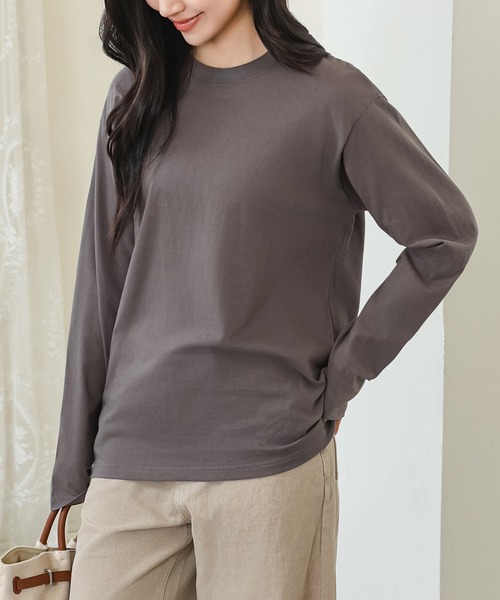 DAYRA(デイラ)の「コットン ラウンドネック ベーシック 長袖 カットソー(Tシャツ/カットソー・レディース・ダークグレー/ネイビー/ホワイト/ブラック・S/M/XL)」の15枚目の写真