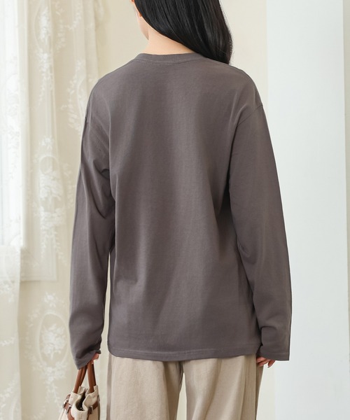 DAYRA(デイラ)の「コットン ラウンドネック ベーシック 長袖 カットソー(Tシャツ/カットソー・レディース・ダークグレー/ネイビー/ホワイト/ブラック・S/M/XL)」の16枚目の写真