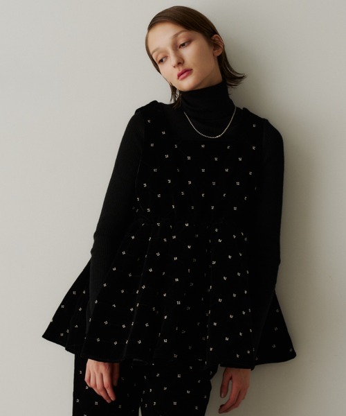 PERNA ペルナ　ベロアビジュートップス　ブラック PERNA（ペルナ）の「ベロアビジュートップス（その他トップス）」 - WEAR