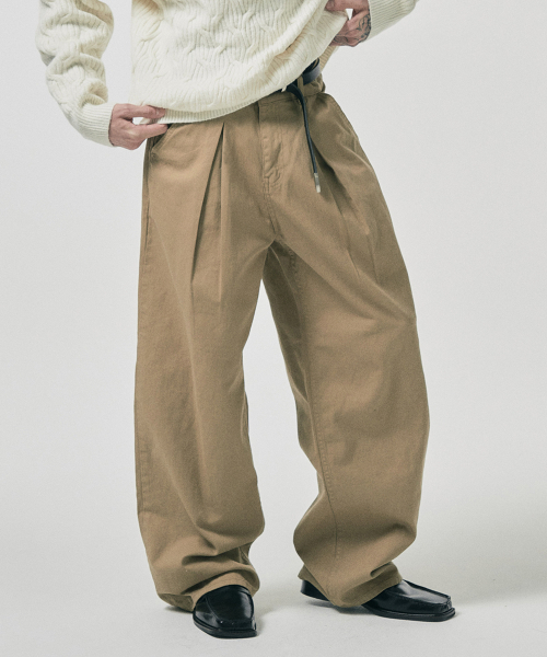 P.IN.O(ピインオ)の「776 コットンワンタックワイドパンツ - ベージュ(その他パンツ・メンズ・その他・SMALL/MEDIUM/LARGE/X-LARGE)」の1枚目の写真