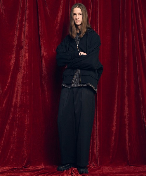 UNISEX》Waffle Switch Lace-up Sweat Prime-Over Zip Hoodie/ワッフル