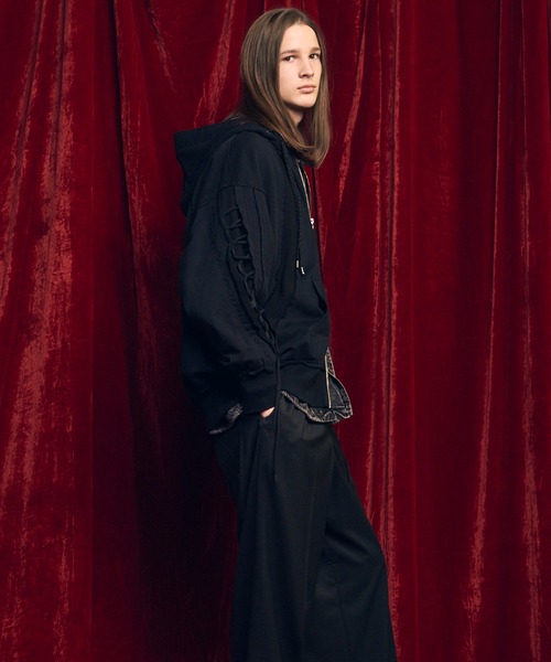 UNISEX》Waffle Switch Lace-up Sweat Prime-Over Zip Hoodie/ワッフル