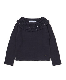 Tartine et Chocolat（タルティーヌエショコラ）の「ラインストーン付きボリュームネックセーター(100~140cm)（ニット/セーター）」