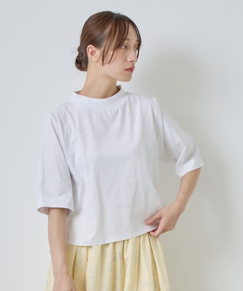 Kelen(ケレン)の「「KELEN / ケレン」ハーフスリーブトップス(Tシャツ/カットソー・レディース・チャコールグレー/オフホワイト/ブラック/ライトベージュ/ピンク/ブラウン/ライトグリーン・FREE)」の2枚目の写真