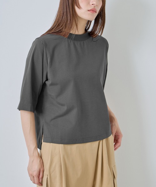 Kelen(ケレン)の「「KELEN / ケレン」ハーフスリーブトップス(Tシャツ/カットソー・レディース・チャコールグレー/オフホワイト/ブラック/ライトベージュ/ピンク/ブラウン/ライトグリーン・FREE)」の1枚目の写真