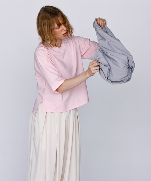 Kelen(ケレン)の「「KELEN / ケレン」ハーフスリーブトップス(Tシャツ/カットソー・レディース・チャコールグレー/オフホワイト/ブラック/ライトベージュ/ピンク/ブラウン/ライトグリーン・FREE)」の10枚目の写真