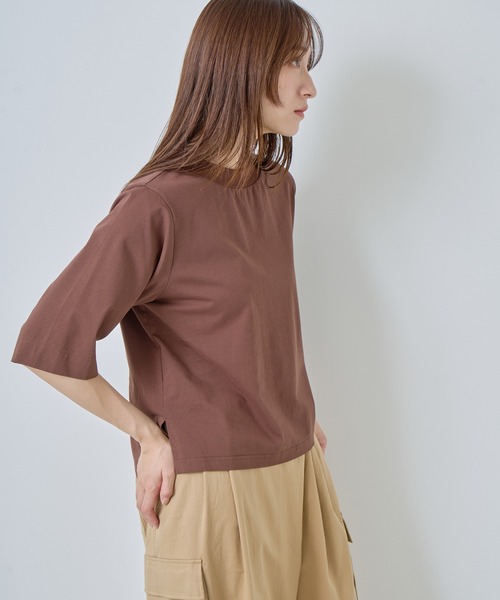 Kelen(ケレン)の「「KELEN / ケレン」ハーフスリーブトップス(Tシャツ/カットソー・レディース・チャコールグレー/オフホワイト/ブラック/ライトベージュ/ピンク/ブラウン/ライトグリーン・FREE)」の20枚目の写真