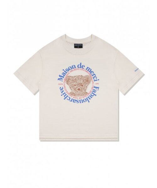 FABULOUS ARCHIVE(ファビュラスアーカイブ)の「ウィメンズベアフレンズリラックスクロップTシャツクリームブルー(FCC2TS386W)(Tシャツ/カットソー・レディース・アイボリー・MEDIUM/SMALL)」の1枚目の写真