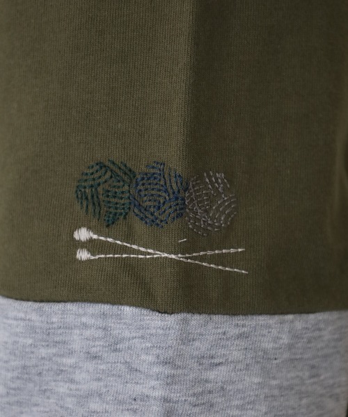 Emago(イマゴ)の「EMAGO ひと息刺繍袖切替えタートル 長袖(Tシャツ/カットソー・レディース・アイボリー/カーキ/ネイビー・FREE)」の15枚目の写真