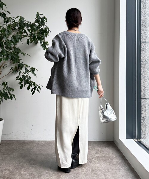 DouDou（ドゥドゥ）の「ジップニットカーディガン（カーディガン/ボレロ・レディース・レッド/グレー/オフホワイト・FREE）」の4枚目の写真