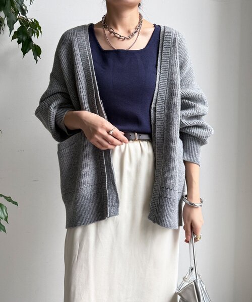 DouDou（ドゥドゥ）の「ジップニットカーディガン（カーディガン/ボレロ・レディース・レッド/グレー/オフホワイト・FREE）」の5枚目の写真