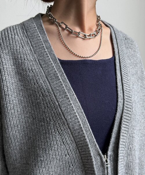 DouDou（ドゥドゥ）の「ジップニットカーディガン（カーディガン/ボレロ・レディース・レッド/グレー/オフホワイト・FREE）」の21枚目の写真