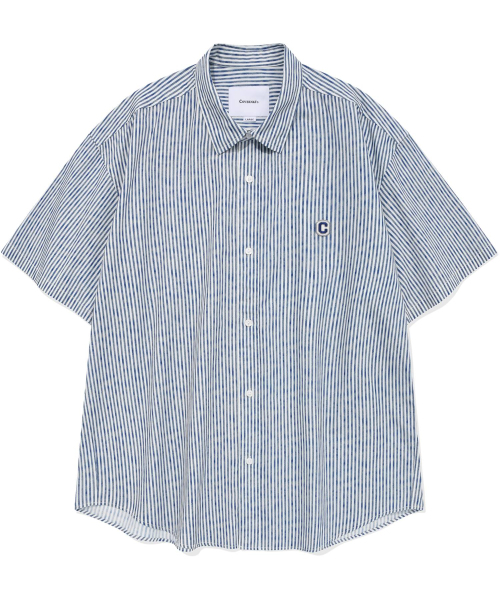 COVERNAT(カバーナット)の「ドローイングストライプハーフシャツブルー(シャツ/ブラウス・レディース・その他・SMALL/X-LARGE/LARGE/MEDIUM/XX-LARGE)」の1枚目の写真