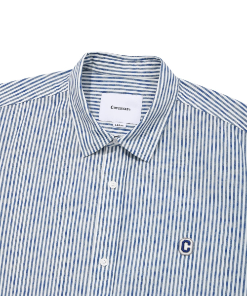 COVERNAT(カバーナット)の「ドローイングストライプハーフシャツブルー(シャツ/ブラウス・レディース・その他・SMALL/X-LARGE/LARGE/MEDIUM/XX-LARGE)」の3枚目の写真