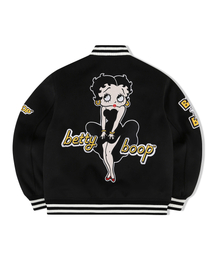 LAUGHER（ラファー）の「[Betty Boop] Varsity Jacket - Black（スタジャン・メンズ）」