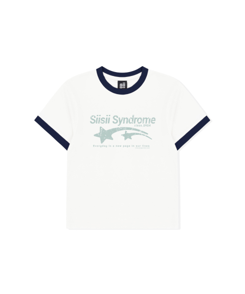 PAGESIISII（ページシシ）の「シシシンドロームプリンティングリンガー半袖Tシャツネイビー（Tシャツ/カットソー・レディース・その他・MEDIUM）」の2枚目の写真