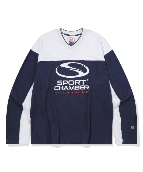 SPORT CHAMBER(スポーツチャンバー)の「SCブロックシンボルTシャツ(ネイビー)(Tシャツ/カットソー・レディース・その他・2/3)」の1枚目の写真