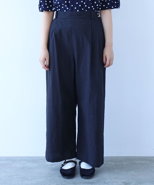 bulle de savon（ビュルデサボン）の「リネン/コットン ナチュラルトリプルワッシャー 2tuck パンツ（その他パンツ・レディース・ブラック/ホワイト・FREE）」の14枚目の写真