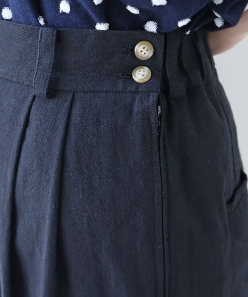 bulle de savon（ビュルデサボン）の「リネン/コットン ナチュラルトリプルワッシャー 2tuck パンツ（その他パンツ・レディース・ブラック/ホワイト・FREE）」の21枚目の写真