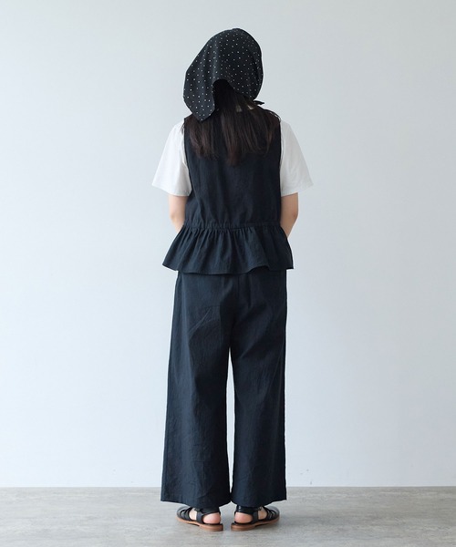 bulle de savon（ビュルデサボン）の「リネン/コットン ナチュラルトリプルワッシャー 2tuck パンツ（その他パンツ・レディース・ブラック/ホワイト・FREE）」の13枚目の写真
