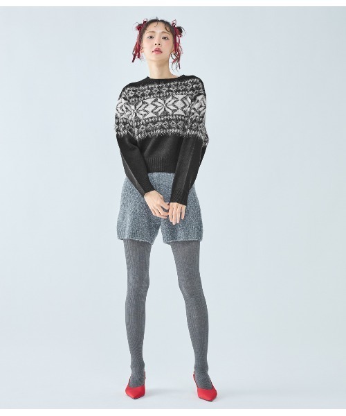 PEACH JOHN（ピーチジョン）の「ノルディック柄ニット（ニット/セーター・レディース・グレー/ブラック・ONE SIZE）」の5枚目の写真