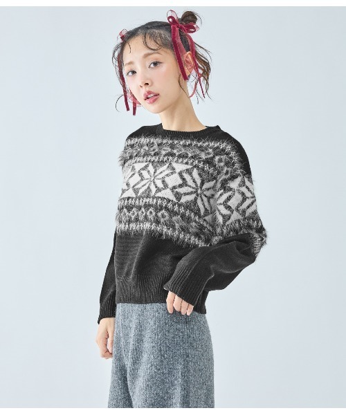 PEACH JOHN（ピーチジョン）の「ノルディック柄ニット（ニット/セーター・レディース・グレー/ブラック・ONE SIZE）」の9枚目の写真