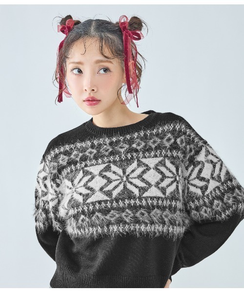 PEACH JOHN（ピーチジョン）の「ノルディック柄ニット（ニット/セーター・レディース・グレー/ブラック・ONE SIZE）」の11枚目の写真