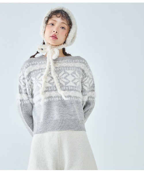 PEACH JOHN（ピーチジョン）の「ノルディック柄ニット（ニット/セーター・レディース・グレー/ブラック・ONE SIZE）」の16枚目の写真