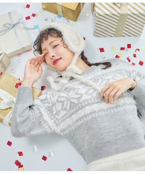 PEACH JOHN（ピーチジョン）の「ノルディック柄ニット（ニット/セーター・レディース・グレー/ブラック・ONE SIZE）」の19枚目の写真