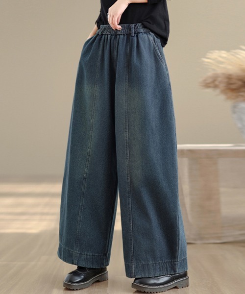 ONEP STAR(ワンピスター)の「裏起毛ワイドデニムパンツ(デニムパンツ・レディース・ブルー/ライトブルー/ブラック/ダークブルー・X-LARGE/LARGE/MEDIUM)」の17枚目の写真