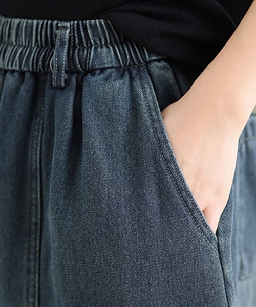 ONEP STAR(ワンピスター)の「裏起毛ワイドデニムパンツ(デニムパンツ・レディース・ブルー/ライトブルー/ブラック/ダークブルー・X-LARGE/LARGE/MEDIUM)」の6枚目の写真