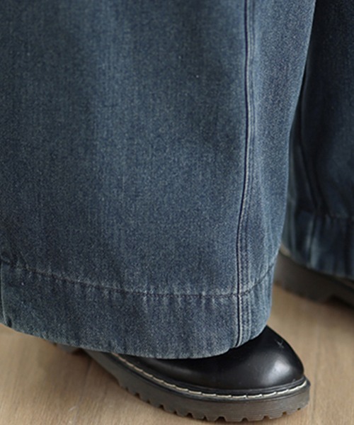 ONEP STAR(ワンピスター)の「裏起毛ワイドデニムパンツ(デニムパンツ・レディース・ブルー/ライトブルー/ブラック/ダークブルー・X-LARGE/LARGE/MEDIUM)」の8枚目の写真