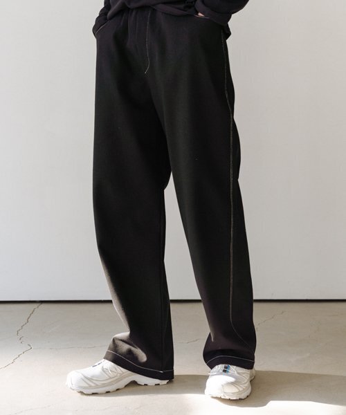 OW106 stitches wide stretch pants (black)