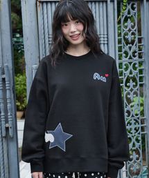 エンジェルオブザスターズ アップリケ刺繍 スウェット AMM1309 (ブラック)