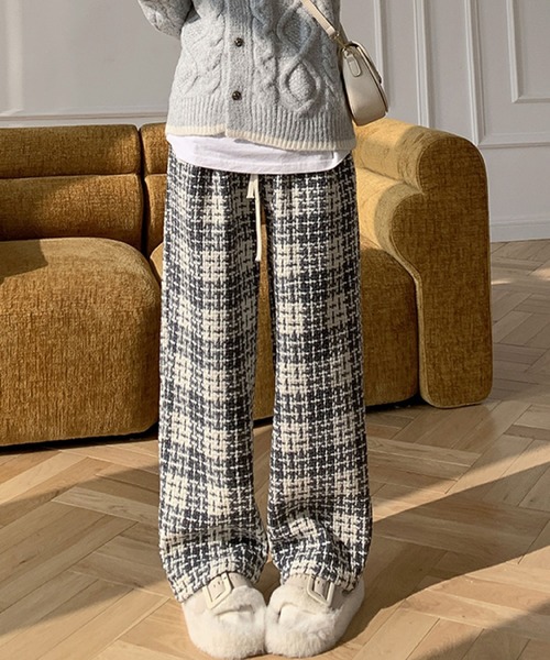 セール】裏起毛チェック柄ワイドパンツ（その他パンツ）｜2ly2