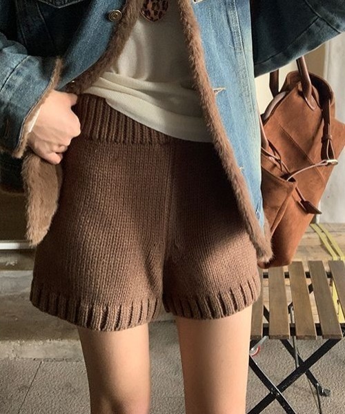 Lis ardent（リスアルダン）の「ニットショートパンツ（その他パンツ・レディース・ダークグレー/ブラウン/グレー/ブラック・M）」の4枚目の写真
