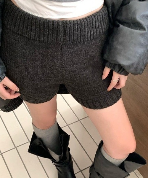 Lis ardent（リスアルダン）の「ニットショートパンツ（その他パンツ・レディース・ダークグレー/ブラウン/グレー/ブラック・M）」の6枚目の写真