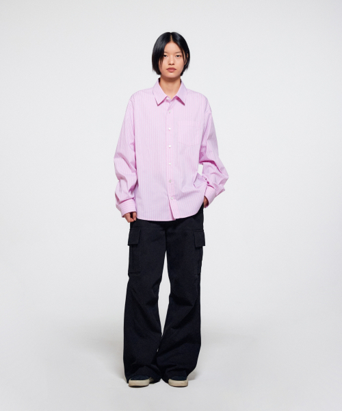 ERA（エラ）の「ユニセックス ERA クラシックシャツ - ピンクストライプ（シャツ/ブラウス・レディース・その他・SMALL/MEDIUM/LARGE）」の6枚目の写真