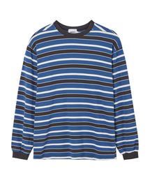 AKECII（アケシ）の「ウォッシャブルストライプロングスリーブ_ブルー（Tシャツ/カットソー）」