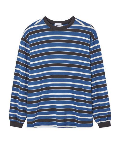 AKECII(アケシ)の「ウォッシャブルストライプロングスリーブ_ブルー(Tシャツ/カットソー・メンズ・その他・MEDIUM/LARGE)」の1枚目の写真