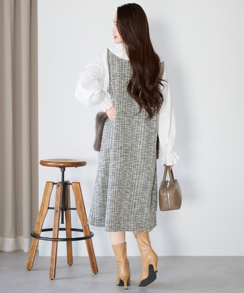 Neige(ネージュ)の「リュクスファーポケットツイードワンピース(ワンピース・レディース・ブラック/ベージュ・ONE SIZE)」の22枚目の写真